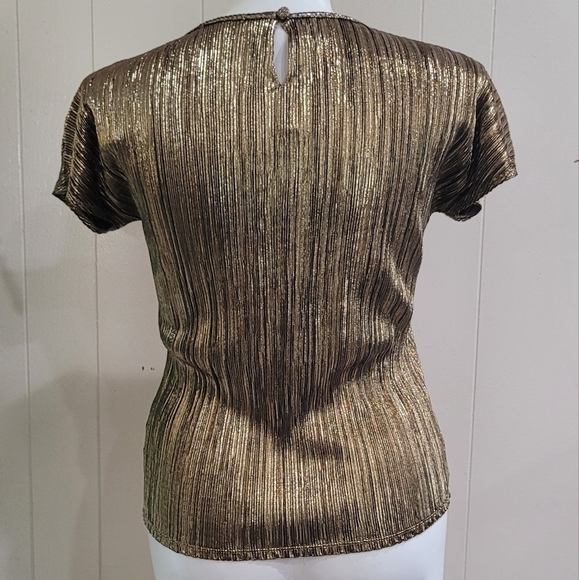 Elementz Gold Metallic Women's Blouse Sz M - Picture 4 of 9
